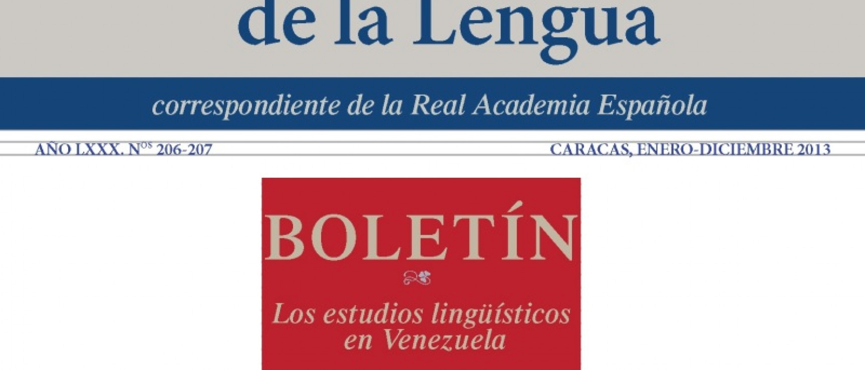 Portada del «Boletín de la Academia Venezolana de la Lengua».